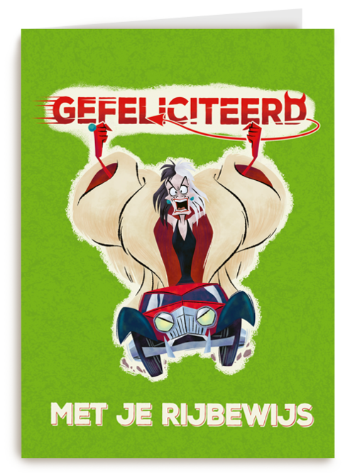 Gefeliciteerd met je rijbewijs Cruella