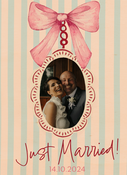 Houten Kaart Felicitatie Huwelijk | Houten Kaart Hallmark | Felicitatie Huwelijk | Just Married Fotokaart Strik