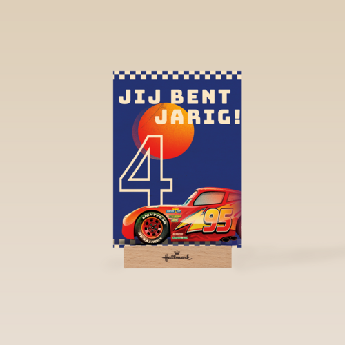 Cars verjaardagskaart Bliksem McQueen 4 jaar