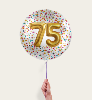Ballon 75 jaar Confetti Goud 
