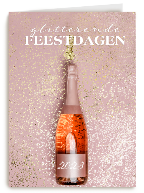 Kerstkaart glitterende feestdagen 2023