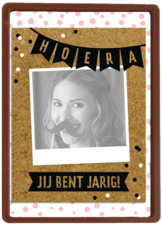 fotokaart staand hoera jij bent jarig