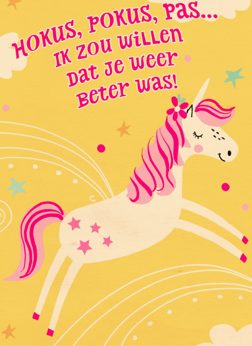 Houten Kaart Beterschapskaarten | Houten Kaart Hallmark | Beterschapskaarten | Beterschapskaart Unicorn Hokus Pokus Pas