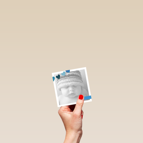 fotokaart vierkant baby blauw hartjes