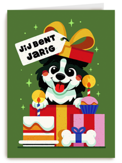 Verjaardag Hond Met Taart En Cadeau