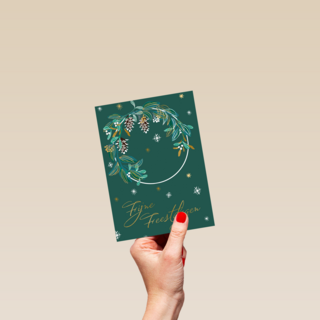Stijlvolle kerstkaart kerstkrans