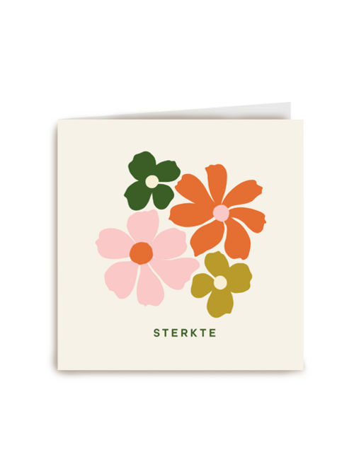 Sterkte kaart met getekende bloemen