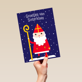 Sinterklaaskaart getekend Groetjes van Sinterklaas