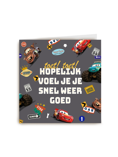 Cars Beterschapskaart Toet Toet