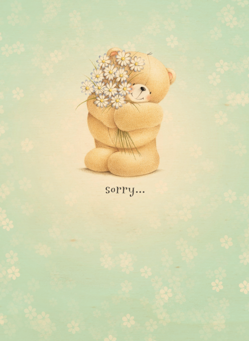 Houten Kaart | Beer Met Boeket Sorry