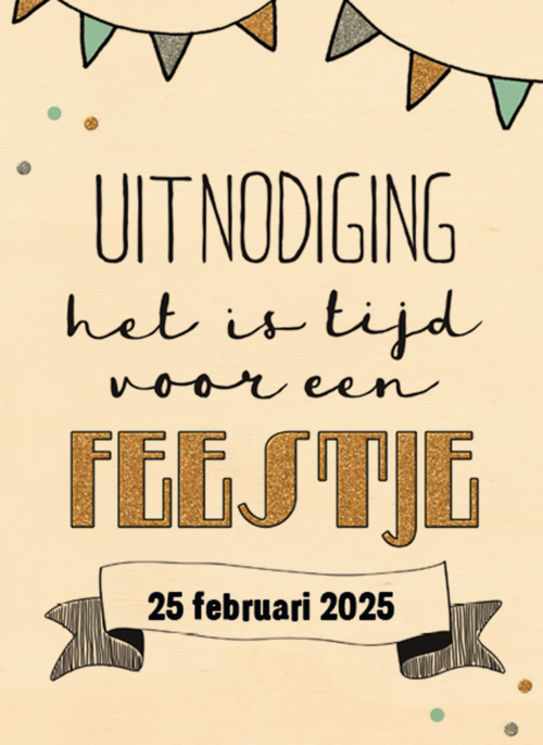 Houten Kaart Verjaardagsfeest Feest | Uitnodiging Feest Het Is Tijd Voor Een Feestje