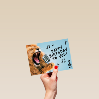 Lion sing Happy birthday to you