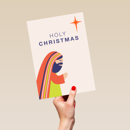 Religieuze kerstkaart bidden