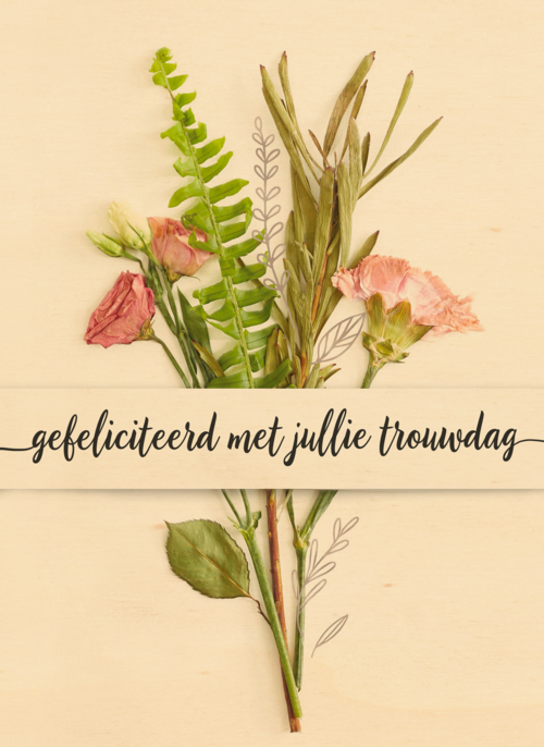 Houten Kaart Huwelijksjubileum | Houten Kaart Hallmark | Huwelijksjubileum | Trouwdagkaart Boeket Bloemen Gefeliciteerd Met Jullie