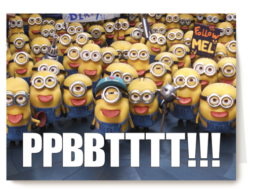 geslaagd kaart minions tong uitsteken