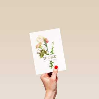 botanical kaart thanks met een bloemetje
