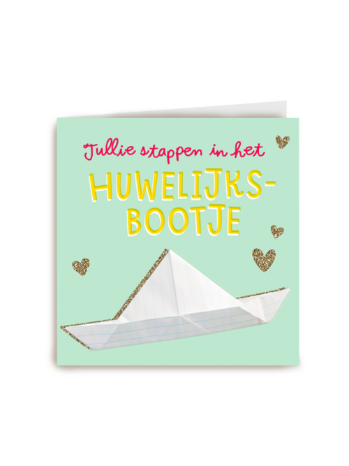 Felicitatiekaart huwelijksbootje