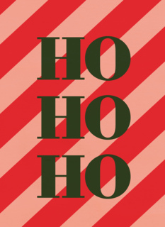 kerstkaart hohoho op rood roze achtergrond