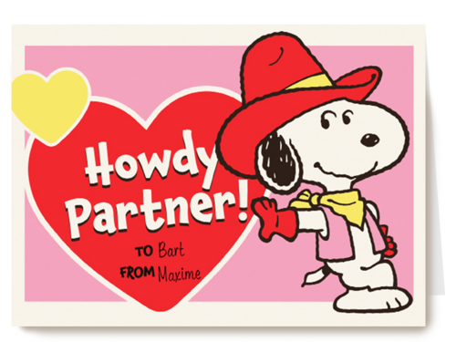 Kaart Hallmark | Valentijn | Peanuts Howdy Partner
