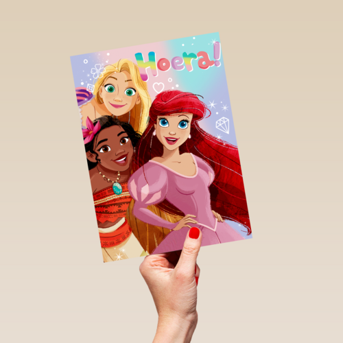 Felicitatiekaart Disney prinsessen hoera