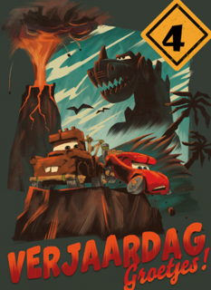 Cars verjaardagskaart met verjaardagsgroetjes