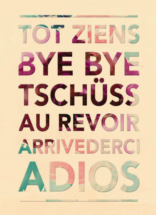 Houten Kaart Emigratie | Houten Kaart Hallmark | Emigratie | Tot Ziens Bye Bye Au Revoir Adios