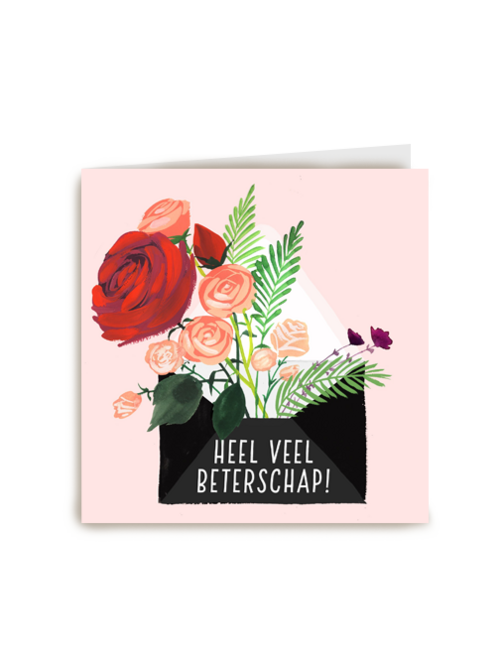 Beterschapskaart vrouw Bloemen Heel veel beterschap