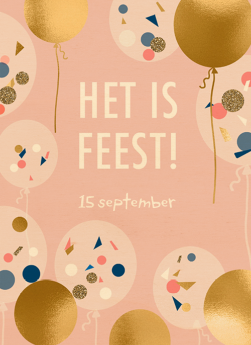 Houten Kaart Verjaardagsfeest Kinderfeest Housewarming Uitnodiging Opening Zaak Feest | Uitnodiging Feest Of Housewarming Gouden Ballonnen