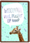 Op kamp kaart giraffe woohoo veel plezier