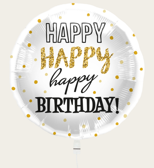 Ballon Happy Birthday Style Goud Wit