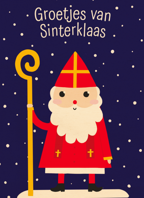Houten kaart Sinterklaas | Hallmark |  Houten kaart Hallmark | Sinterklaas | Sinterklaaskaart getekend Groetjes van Sinterklaas