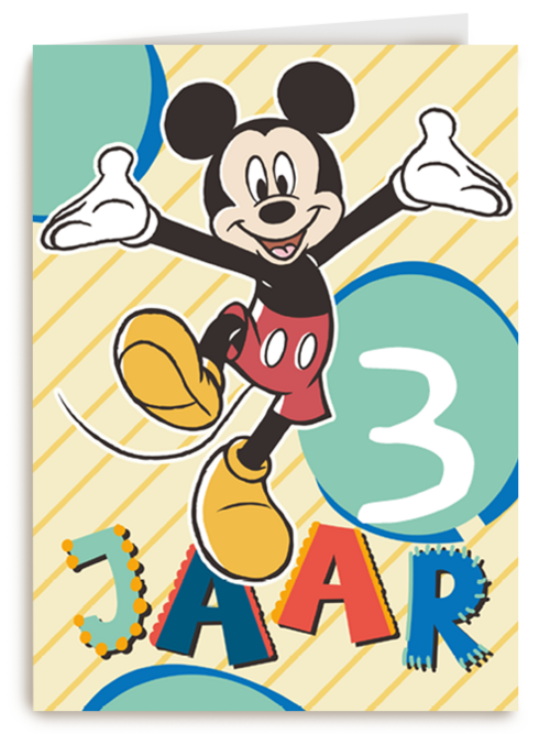 Blije Mickey Mouse verjaardagskaart