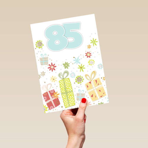 een fleurige 85ste verjaardag met cadeautjes