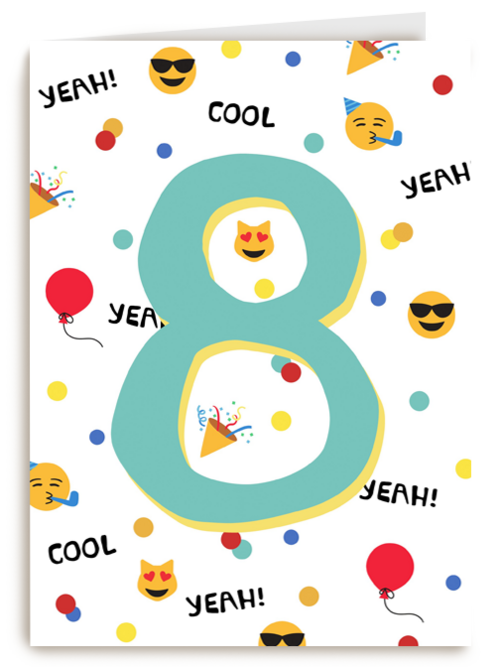 Verjaardagskaart 8 jaar yeah cool