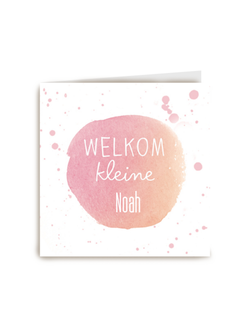 Kaart Hallmark | Geboorte Felicitatie | Watercolor Welkom Kleine Meid