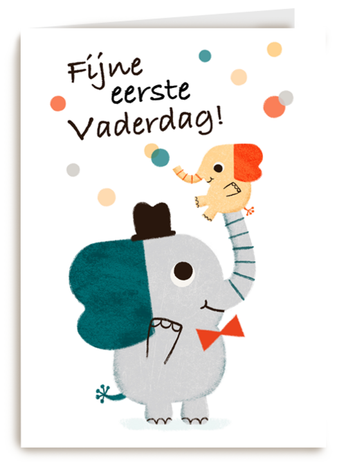 Vaderdagkaart olifantjes eerste Vaderdag