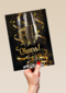 cheers with a glass champagne and confetti
