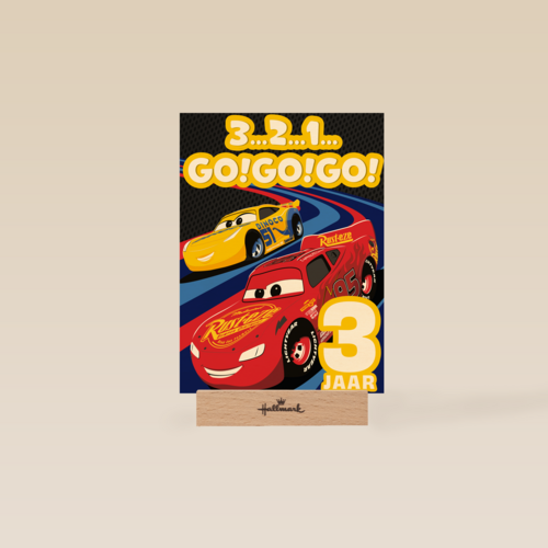 Cars verjaardagskaart bliksem McQueen 3 2 1 gogogo