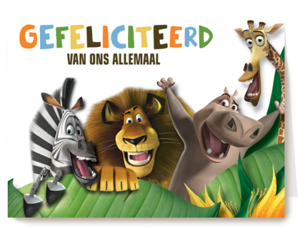 gefeliciteerd kaart madagascar marty alex moto moto melman