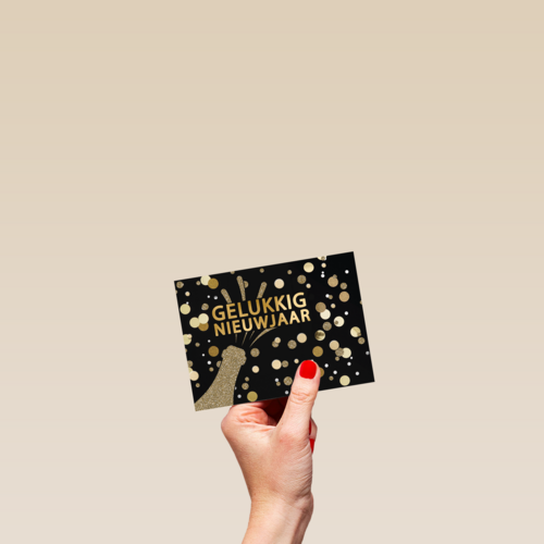 gelukkig nieuwjaar met glitterchampagne