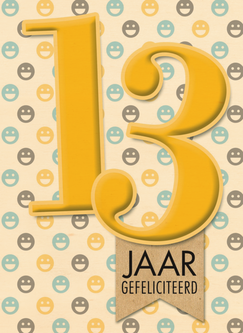 dertien smiley geel