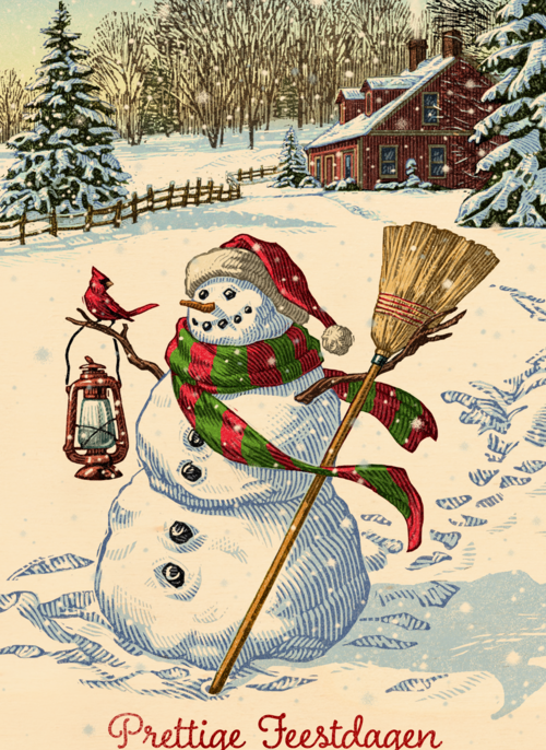 Houten kaart Kerst | Hallmark | Houten kaart Kerst | Hallmark | Kerstkaart sneeuwpop in sneeuw prettige feestdagen