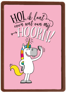 verjaardagskaart unicorn hoi ik laat even wat van mij hoorn