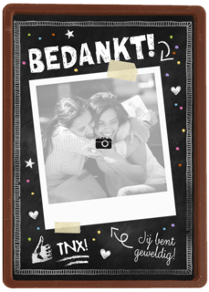 fotokaart krijtbord zwart wit bedankt