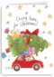 Kerstkaart matia studio kerstboom op auto