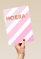 verjaardag kaart stijlvol hoera met roze strepen