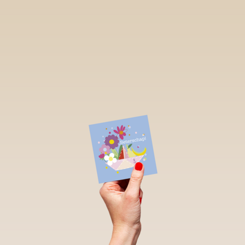 Beterschap kaart papieren bootje met bloemen