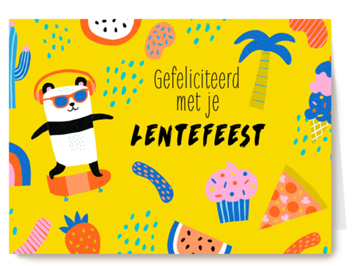 Kaart Hallmark | Lentefeest | Skater Panda Gefeliciteerd Met Je Lentefeest