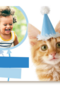 een fotokaart met een feestlijke kat