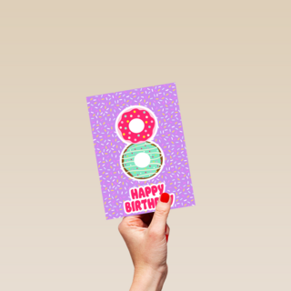 Verjaardagskaart 8 jaar confetti